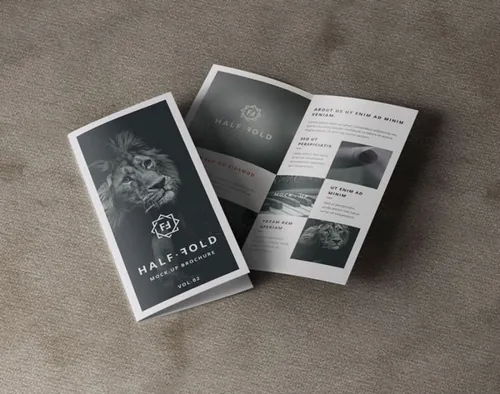 简单设计风格折页宣传册设计图样机模板 Psd Bi Fold Mockup Template Vol2