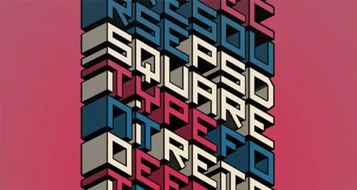 多彩透视效果特效文字模板Psd Square Text Ef