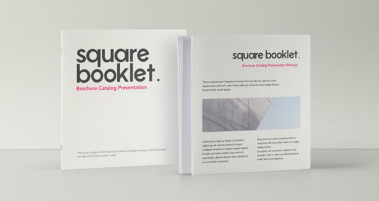 直立书籍杂志模型PSD贴图模板Square Psd Brochure Mockup