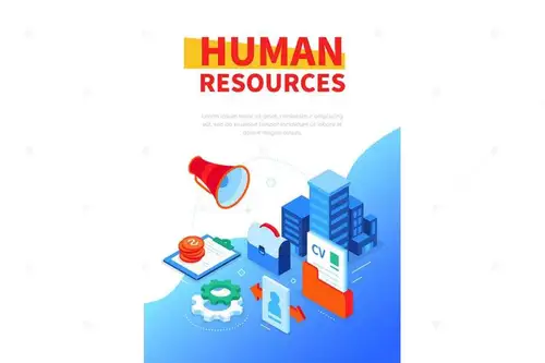 人力资源主题网站设计彩色等距概念插画 Human UI 素材