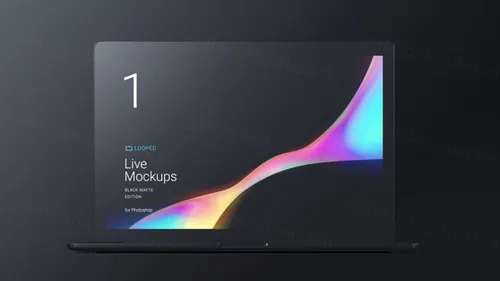 苹果Macbook笔记本电脑显示设备PSD贴图样机模型Animated Mockups Black