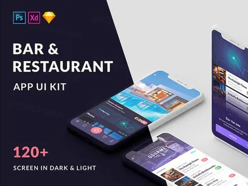 餐饮美食餐厅酒吧咖啡厅休息室移动手机APP UI设计工具包Cabar iOS U