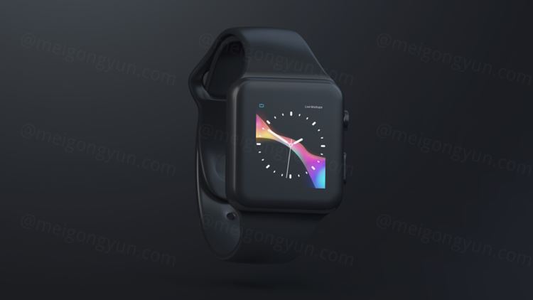 苹果iWatch手表显示设备PSD贴图样机模型Animated Mockups Black