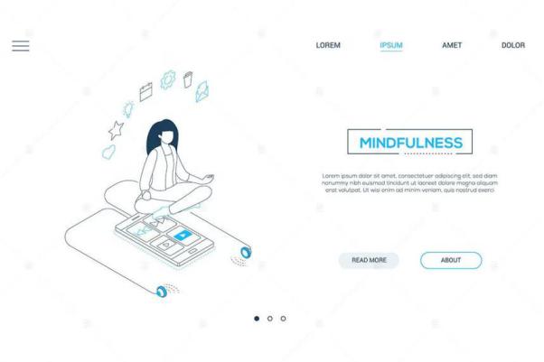冥想主题线性设计风格矢量插画