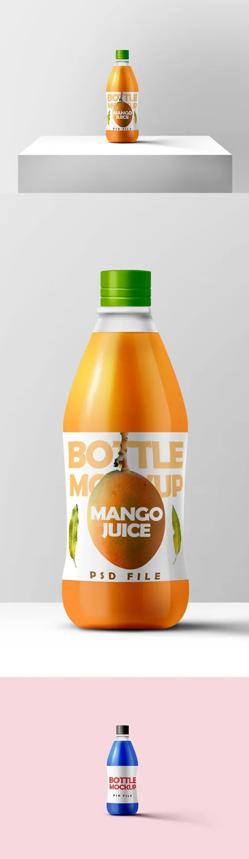 橘汁瓶贴图样机PSD模板Juice Bottle Mockup PSD