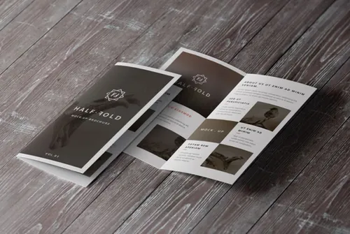 设计风格折页宣传册设计图样机模板  Psd Bi Fold Mockup Template Vol1