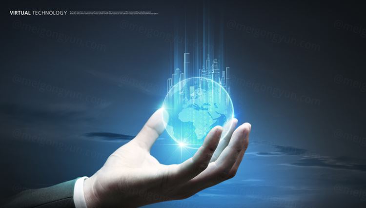 蓝色科技感信息技术网格线条光效三维立体空间高清背景海报PSD设计素材