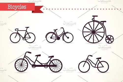 手绘自行车矢量素材包Bicycles vector set