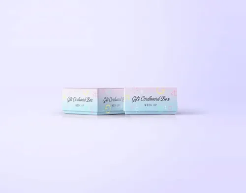 一款方形礼品风格的psd盒子样机 Psd Gift Box Cardboard Mockup