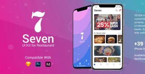 餐饮美食餐厅外卖预定移动手机APP UI工具包Seven Restaurant