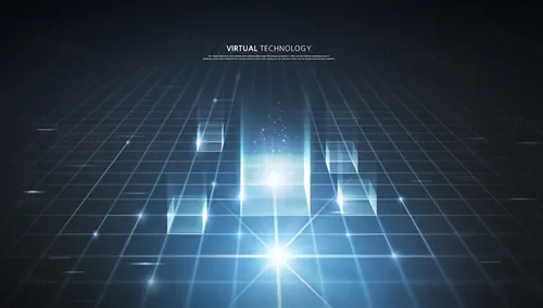 蓝色科技感信息技术网格线条光效三维立体空间高清背景海报PSD设计素材