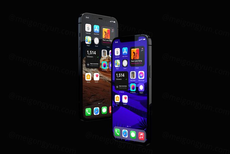 超高清 iPhone 12 PRO 贴图UI设计APP提案样机模板