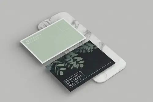真实明信片模型样机（PSD） 样机模版