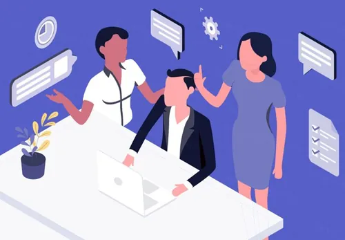 团队合作沟通场景等距矢量概念插图绘画Concept Isometric Illustrations