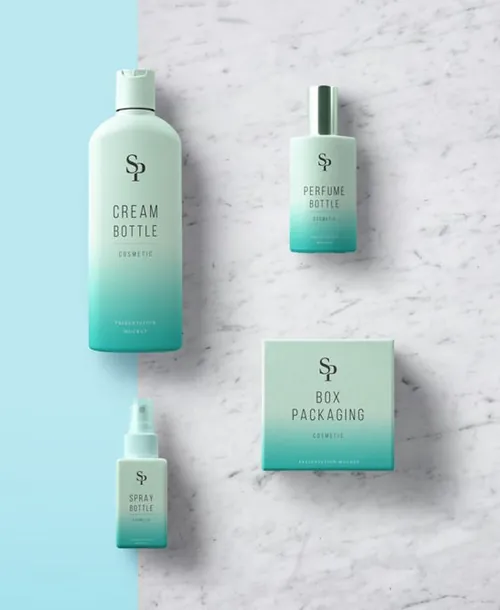 香水瓶和小型喷雾瓶包装样机 Psd Cosmetic Packaging Mockup Vol3