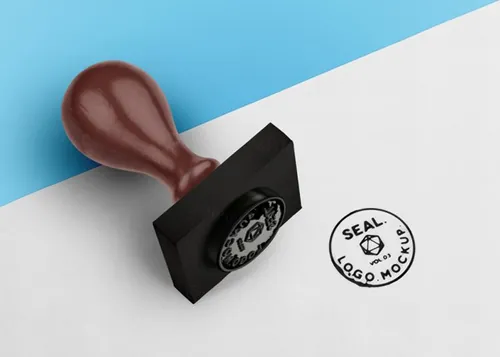 印章标志logo贴图PSD模板Psd Wood Ink Stamp Seal Mockup