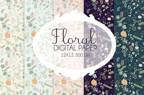 花卉图案无缝背景Floral digital paper