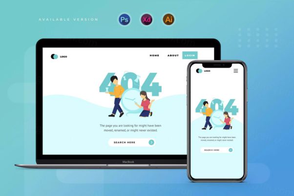 404 not found网站报错页面着陆页设计模板v1 Page N
