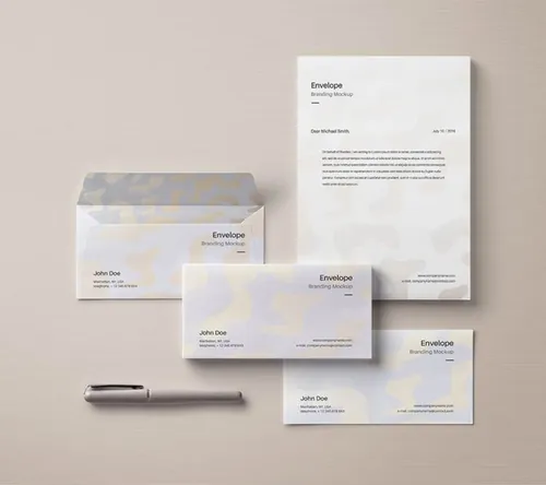 约现代风格VI提案PSD贴图样机Envelope Letter Psd Mockup