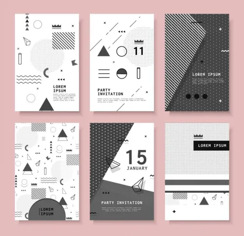 时尚创意几何元素画册书籍杂志宣传册封面海报矢量设计素材Geometric shapes