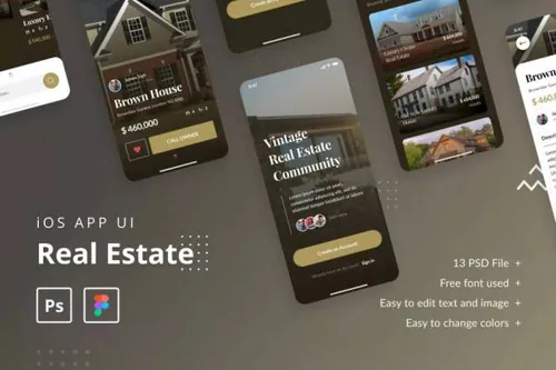 房产租赁销售APP商城UI设计套件 Real Estate iOS A