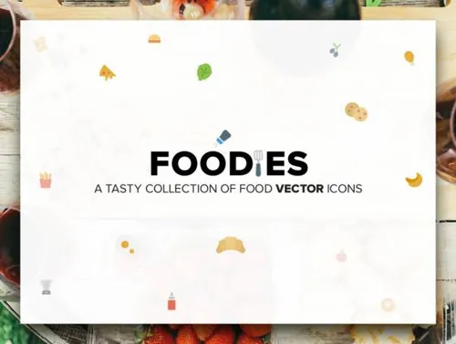 300个餐饮美食蔬菜水果饮料食物笔触实体彩色矢量图标集Foodies Icon