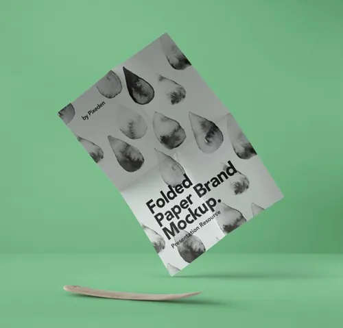 折叠纸张模型PSD贴图模板Folded Psd Paper Brand Mockup