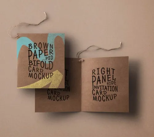 牛皮纸邀请卡样机 Psd Kraft Paper Invitation Card