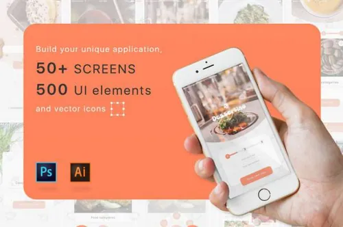美食APP UI KITS套装下载 50个页面，500个元素套装下载[