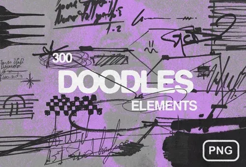 300+街头潮流做旧艺术涂鸦划痕箭头线条装饰纹理素材合辑 D