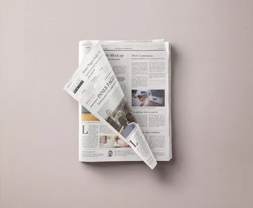 折叠效果报纸模型PSD贴图模板Daily Newspaper Psd Mockup