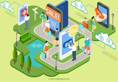 卡通购物场景元素Cartoon shopping scene