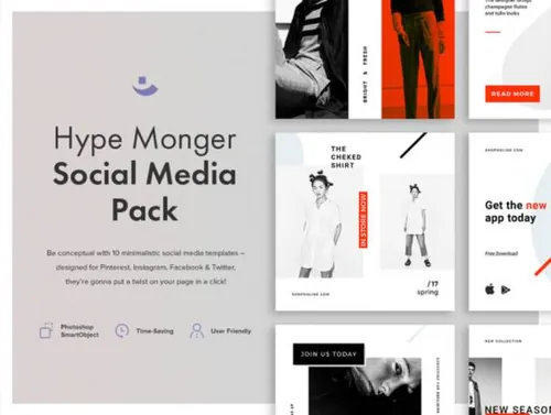 极简主义时尚社交媒体电子商务宣传广告图海报PSD模板Hype Monger So