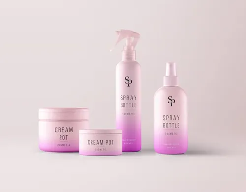 喷雾瓶和奶油罐包装样机 Psd Cosmetic Packaging Mockup Vol2
