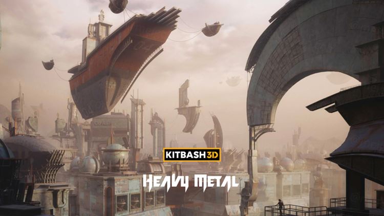 【天空之城】废土风末日战争游戏电影漂浮城市建筑3D模型素材