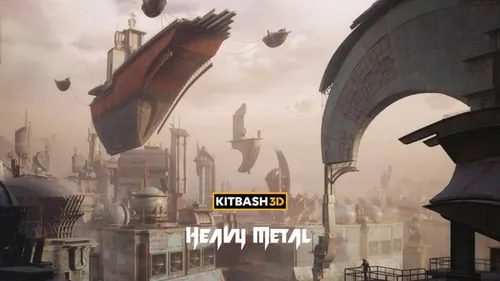 【天空之城】废土风末日战争游戏电影漂浮城市建筑3D模型素材