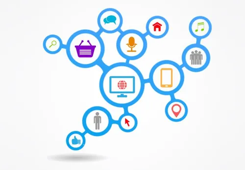 手绘卡通社交媒体网络关系网背景矢量插图设计素材Social media network