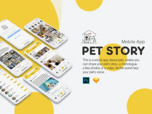 一款可爱宠物故事分享社交移动手机应用程序UI工具包Pet Story UI Ki