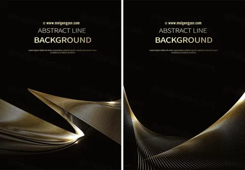 黑色科技感抽象线条光感条纹AI矢量背景Line vector background 01