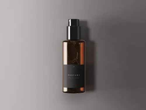 经典深棕色香水瓶包装设计样机PSD模板 Classic Perfume Bottle Mo