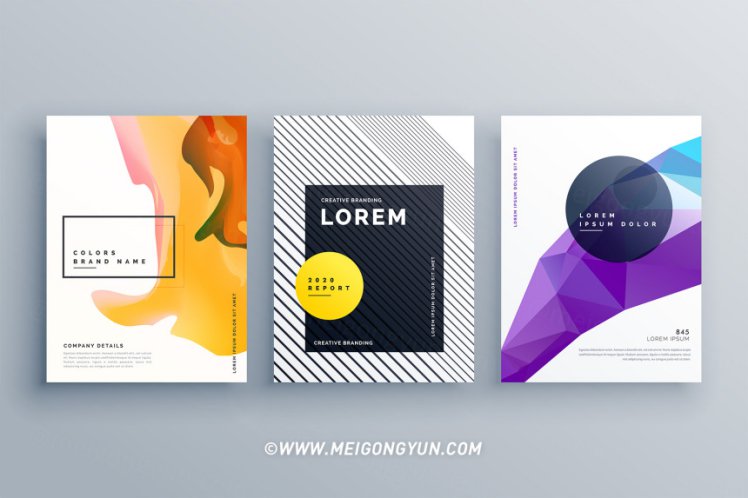 创意宣传册矢量不规则海报Creative Brochure Template Cover Page Poster Design Set