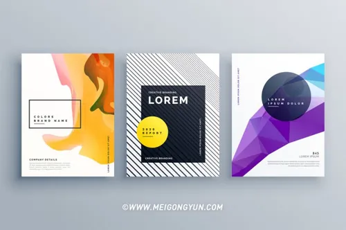 创意宣传册矢量不规则海报Creative Brochure Template Cover Page Poster Design Set