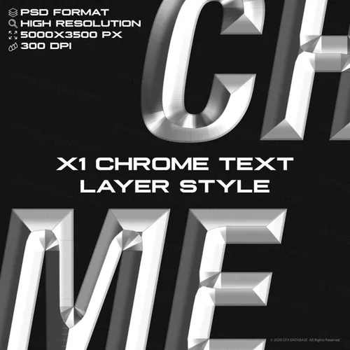 镀铬金属质感立体字特效文字样式PSD模板素材 X1 Chro