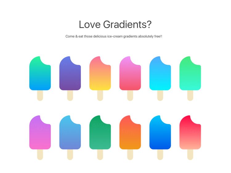 被咬了一口的雪糕图标Sketch Gradients