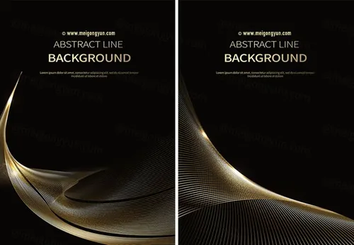 黑色科技感抽象线条光感条纹AI矢量背景Line vector background 03