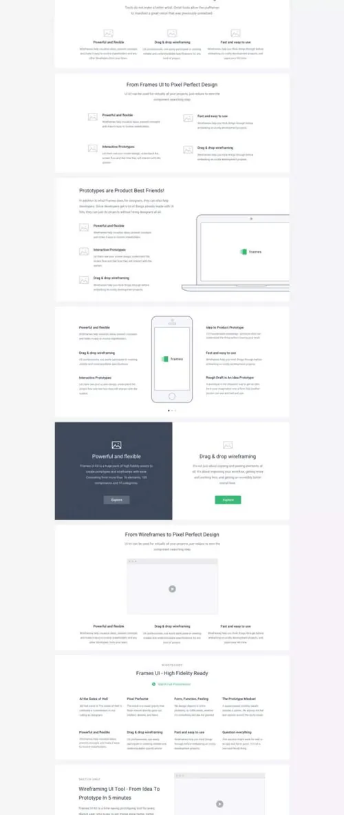 完整专业的全功能WEB UI线框图下载[For Sketch]