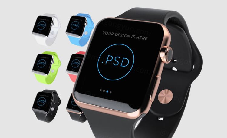 苹果手表模型PSD贴图模板Apple Watch Mockup PSD