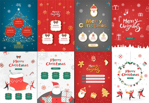 10个不同风格圣诞节矢量插图海报素材合辑