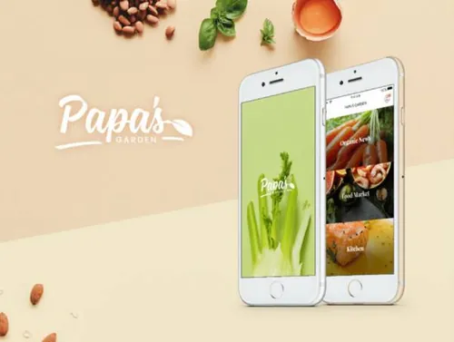 餐饮美食蔬菜水果配送外卖移动食品应用程序UI工具包Papas Garden