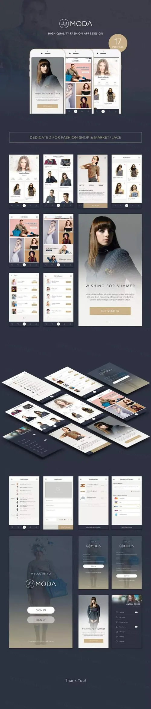 时尚的服饰垂直类APP UI KITS模版下载[PSD]